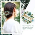 thumbnail image 4 of 4 Pieces Vintage Gold Metal Sparkly Rhinestone Flower French Hair Barrettes Floral Snap Hair Clips Clasps Accessories for Women Girls, 4 of 4