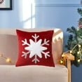 thumbnail image 6 of Lksixu Christmas Throw Pillow Cover, 18x18 inch Velvet Snowflake Embroidery Decorative Pillow Case, Soft Fluffy Farmhouse Pillowcase Winter Holiday Cushion Cover Christmas Decorations for Couch Bed, 6 of 7