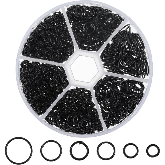 XD4-970Pcs Black Open Jump Rings Set - Assorted Sizes 4/5/6/7/8/10mm Chainmail Rings for Jewelry Making Bracelet Earrings Repair*04