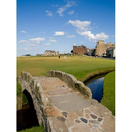 Golfing the Swilcan Bridge on the 18th Hole, St Andrews Golf Course, Scotland Print Wall Art By Bill