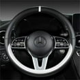 thumbnail image 6 of Full Leather Universal Car Steering Wheel Cover Breathable Anti Slip Car Decoration 37-38cm Steering Wheel Cover Accessories, 6 of 9