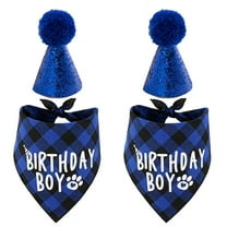 2X Dog Birthday Party Supplies,Pet Birthday Hat and Boy Doggy Birthday Bandana Set,2 x Birthday Hat 2 x Birthday Dog Bandana,blue