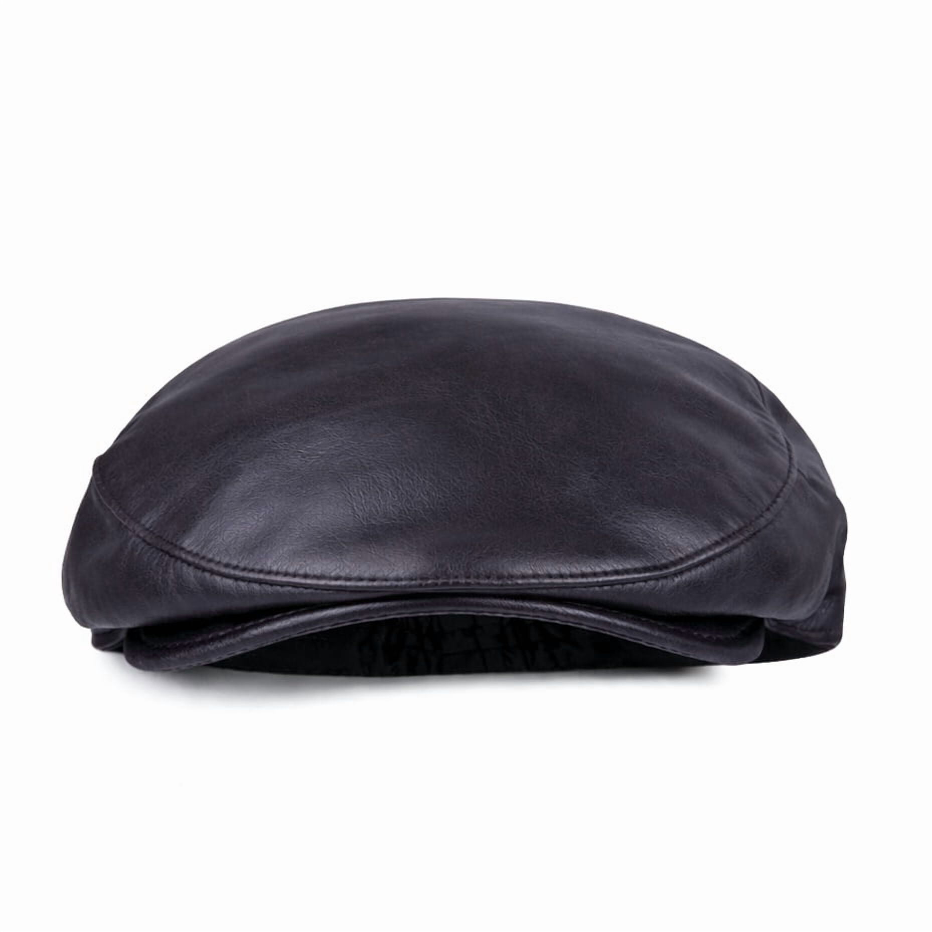 Handmade Men’s Real Leather Newsboy Cap – Vintage Sheepskin Leather Flat Cap, Classic Cabbie Driver Ascot Hat