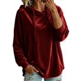thumbnail image 7 of Hurxie Women Casual Hoodie Velour Long Sleeves Fashion Pullover Loose Fit Tunic Winter Tops Comfy Shirts, 7 of 7