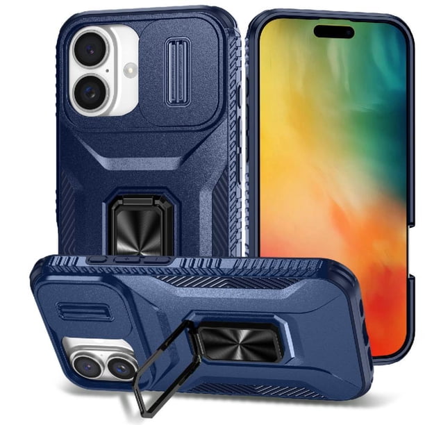Funda para GANGXUN iPhone 16 Plus - Soporte metálico, Función magnética, Azul