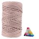 thumbnail image 1 of Cordón de macramé volteado, 5 mm x 100 m, algodón natural, rosa y gris, 1 of 6