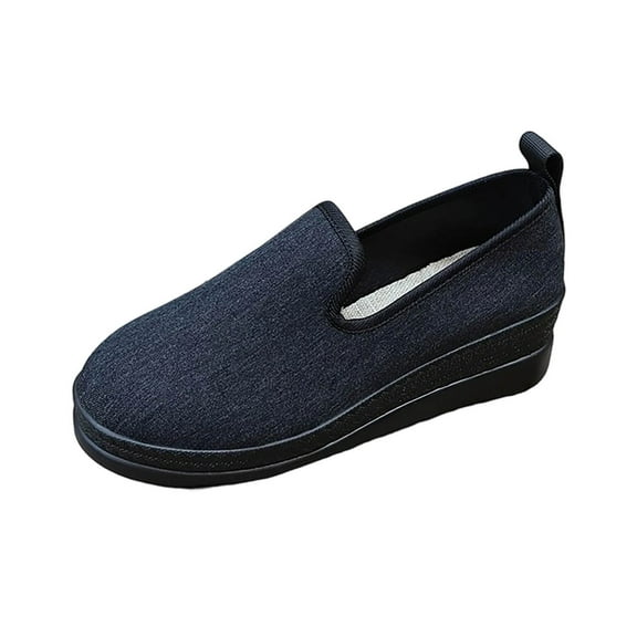 Black Round Toe Loafers For Women With Flat Thick Sole One-Foot Design Casual And Winter Versatile Wear