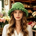 thumbnail image 2 of jiaxiM Straw Bucket Hats for Woman Elegant Wide Brim Sun Hat with Dip-Dye and Lace Ruffle, Handmade Visor for Beach, Travel and Outdoor Events, 2 of 4