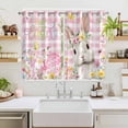 thumbnail image 2 of Pink Easter Kitchen Curtains Window Panels, Spring Easter Bunny Eggs Floral Buffalo Plaid Insulated Window Treatment Curtain, Grommet Curtains for Bedroom/Living Room/Bathroom, 2 Piece 52"Wx63"L, 2 of 8
