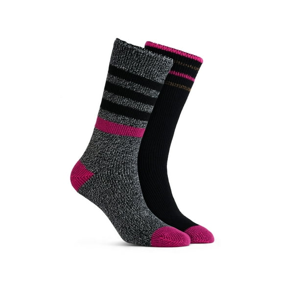 Polar Heat Nanuuq Chaussettes Montantes Chauffantes Haut de Gamme pour Femmes – Ensemble de 3 Chaussettes d'Hiver Chaudes et Performantes, Noir Fuchsia