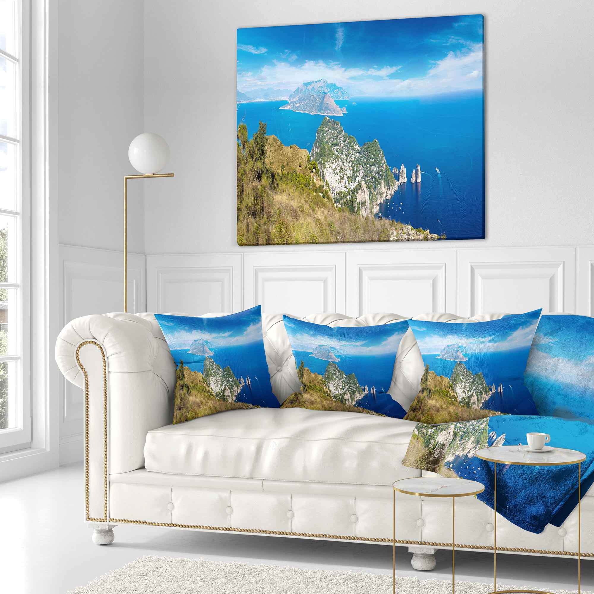 Designart Capri Island in Italy - Photography Throw Pillow - 18x18