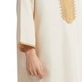 thumbnail image 4 of Flash Picks Olyvenn Men's Embroidered Long Sleeve Crew Neck Solid Loose Fit Kaftan Thobe Jubba Muslim Robe Maxi Dress Beige 4, 4 of 5