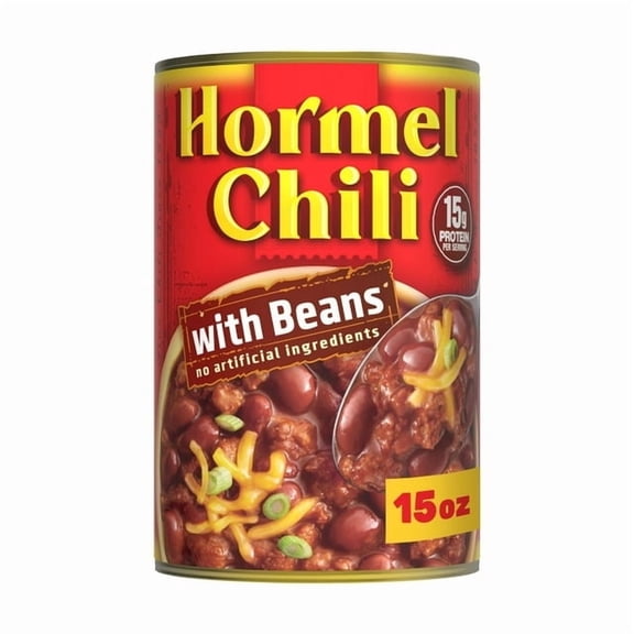 HORMEL Chili with Beans, No Artificial Ingredients, 15 oz Steel Can (Pack of 3)