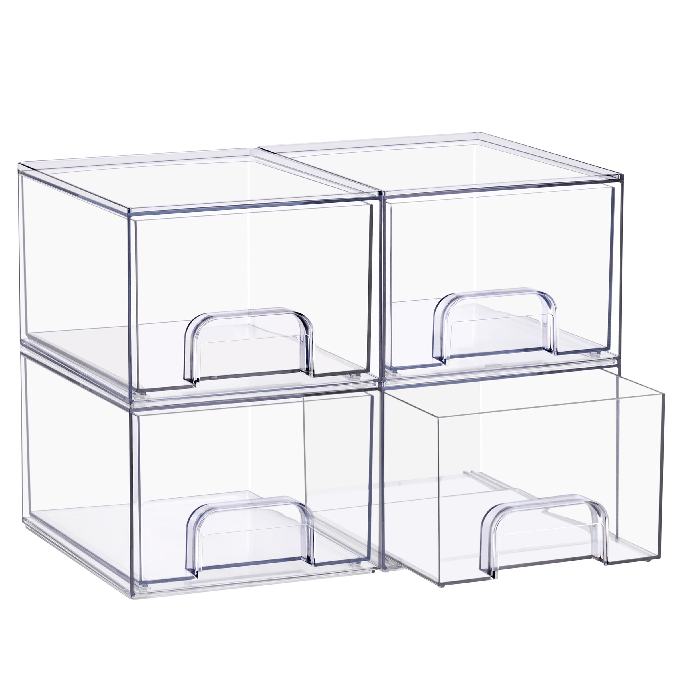 Sorbus Small Acrylic Storage Drawers, Clear Baby Organizer Bins, 4-Pack