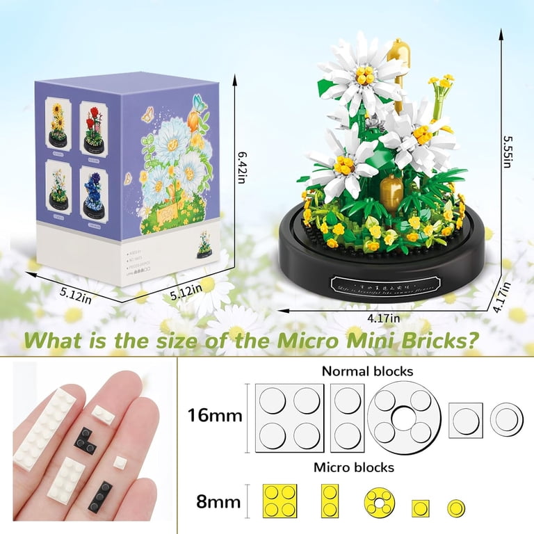 NAYIHOOP Daisy Flowers Bouquet Building Sets Botanical for Adults
