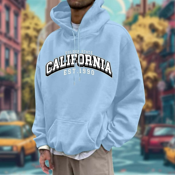 WILLBEST Sudaderas para Hombre, Sudaderas Deportivas para Hombre, Tallas Grandes, con Letras Estampadas En El Pecho, con Capucha y Manga Larga Mediana