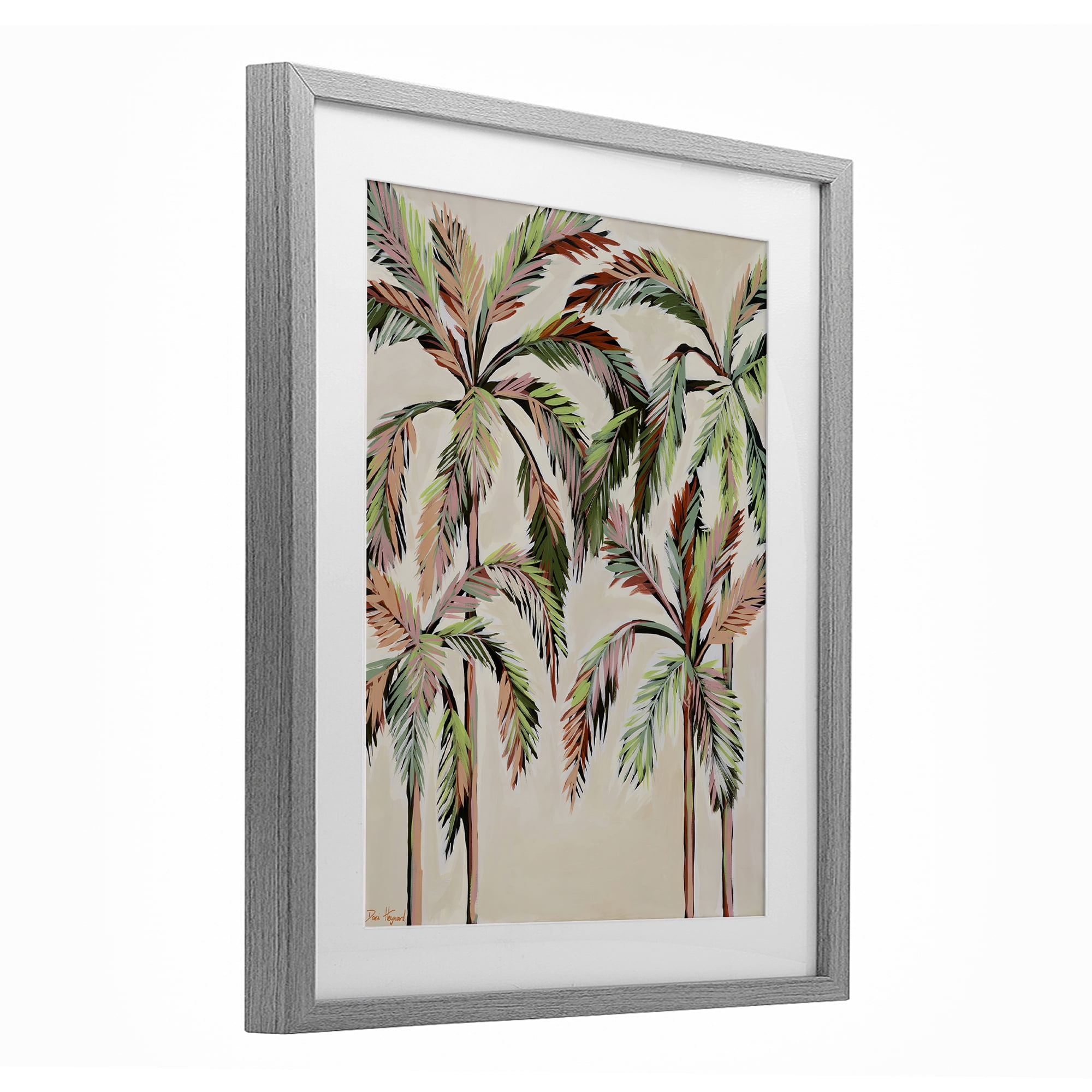 Stupell Industries Blushing Palm Tree Canopy Gray Framed Print Under Glass, design by Dani Heyward