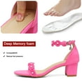 thumbnail image 4 of Pmoiste Chunky Heels for Women Elegant Low Heel Pearl Sandals Ankle Strap Dressy Block Heeled Sandal Pink 10, 4 of 7