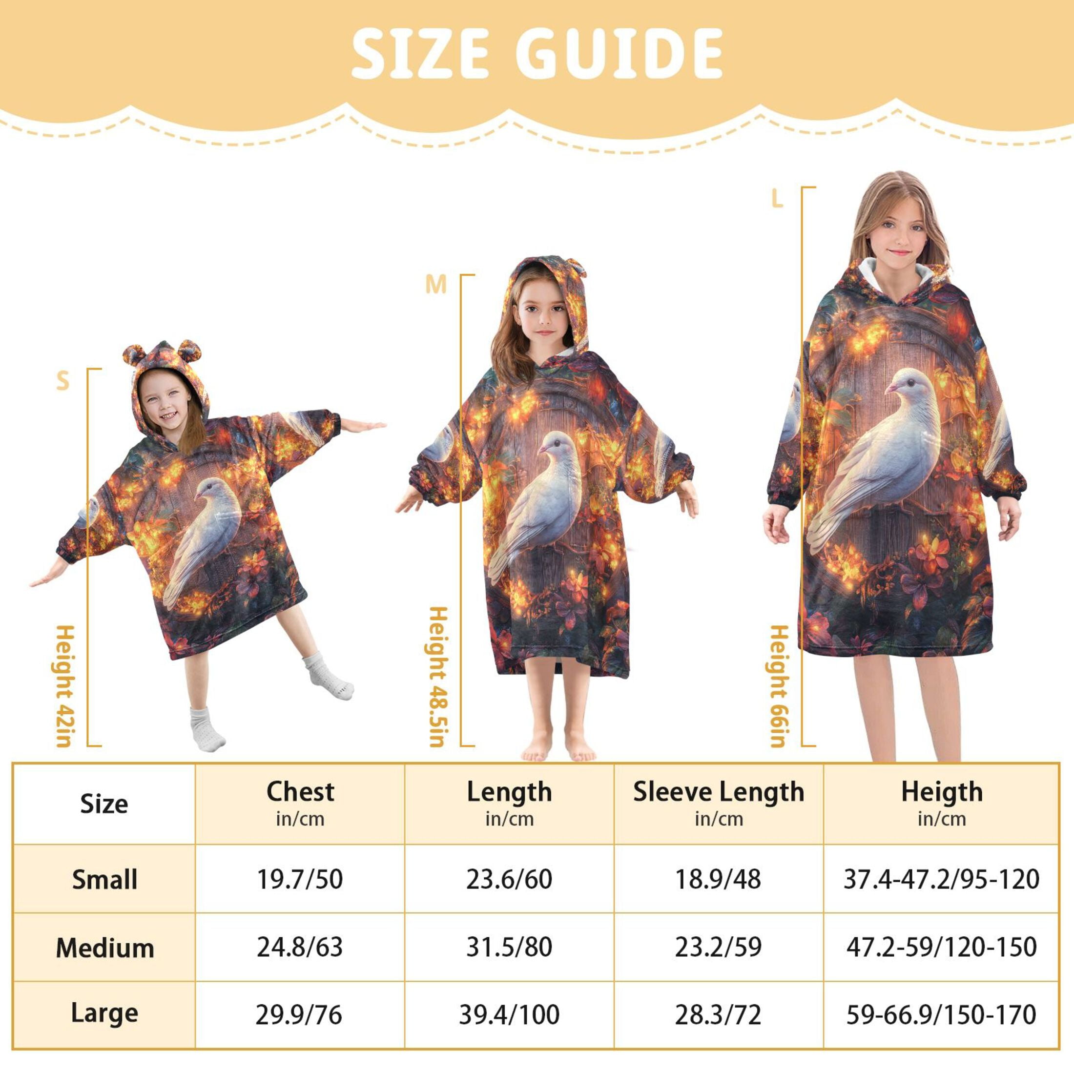 YAZAOO Kids Wearable Blanket Hoodie Warm and Cozy Dove Of Dreams Flannel Sweatshirt