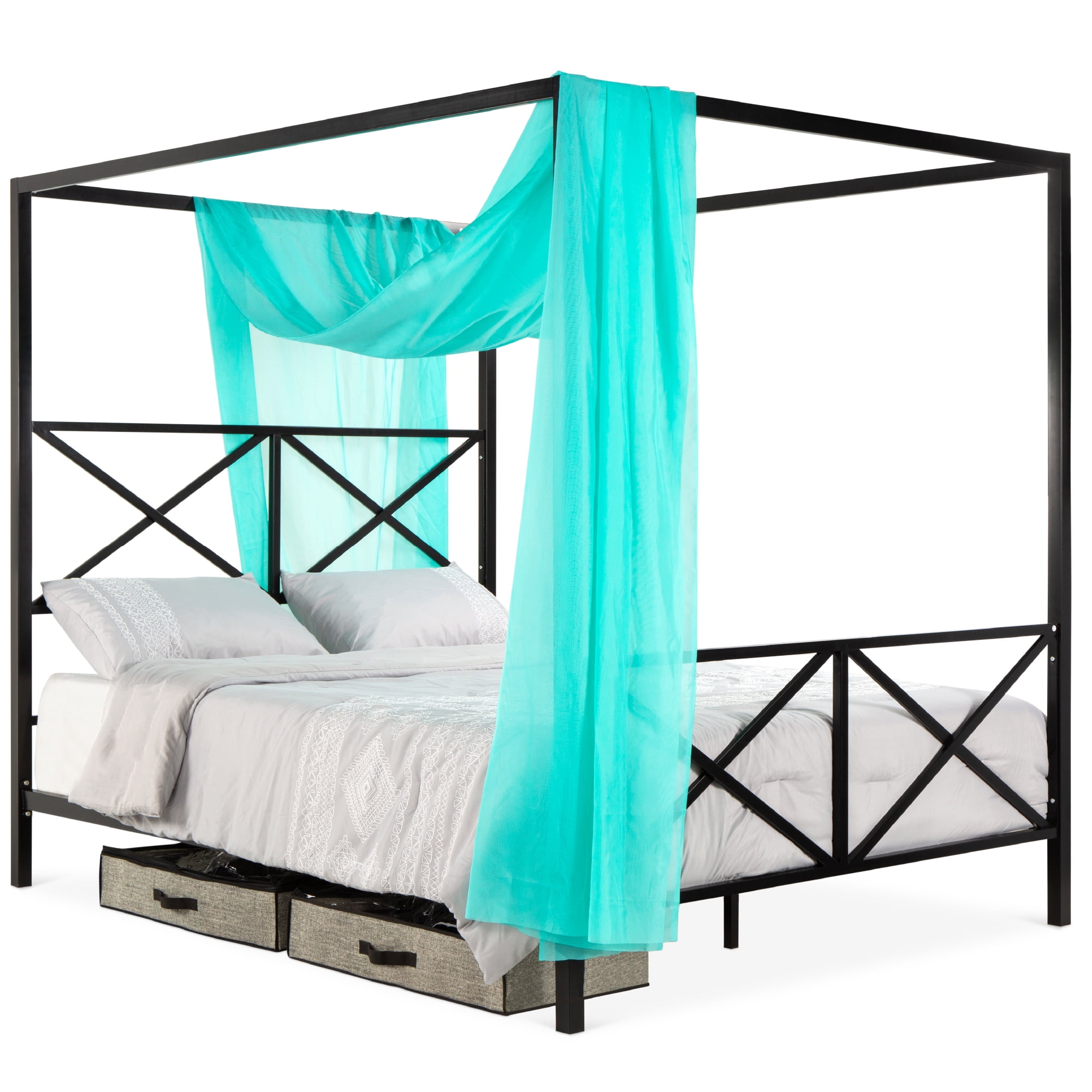 Best Choice Products 4Post Queen Size Modern Metal Canopy Bed w