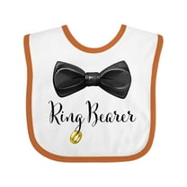 Inktastic Ring Bearer Black Bow Tie and Gold Wedding Ring Boys Baby Bib