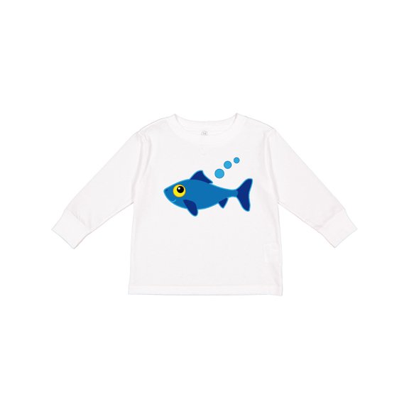 Inktastic Fishing Blue Fish Boys or Girls Long Sleeve Toddler T-Shirt