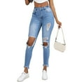 thumbnail image 2 of Gubotare Ripped Jeans Womens Stretchy Women's Ultra Comfort with Flex Motion High Rise Skinny Jean (Light Blue,Size S), 2 of 8