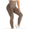 thumbnail image 1 of Gibobby Pantalones de Casuales Pantalones de color de nieve sin costuras para mujer Pantalones de yoga sin costuras Jacquard Pantalones recortados de fitness Yoga(Marrón， XS), 1 of 4