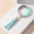 thumbnail image 4 of 1Pcs Silicone Round Beaded Keychain Wristlet with Alloy Keychain Clasps Finding and PU Leather Tassel Aquamarine 23cm, 4 of 5