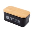 thumbnail image 4 of Mantequillera de cerámica con tapa de madera para cocina de restaurante negro, 4 of 9