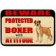 Vintage Metal Sign 'Beware Protected By Dogo Argentino With Attitude' - 12x8 Inch Tin Wall Decor