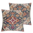 thumbnail image 2 of JRXY Boho Couch Throw Pillow Covers Set of 2 Orange Blue  Persian Carpet Print Decorative Square Pillowcases Cushion Cases for Sofa, Christmas Home Decor for Bedroom White, 2 of 6