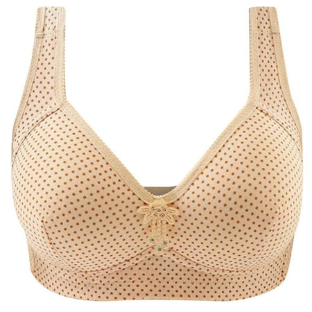 RYRJJ Clearance Women s Minimizer Bras Polka Dot Comfort Cushion Strap Wirefree Full-Coverage Large Bust Non-Padded Bra(Beige XXL)