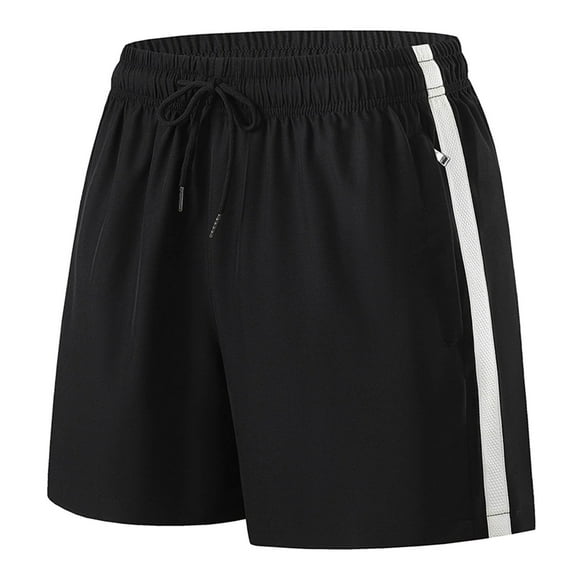 Bcfgryg Men's Summer Casual Ribbon Patchwork Shorts Men's Cargo Shorts With Pockets Black L