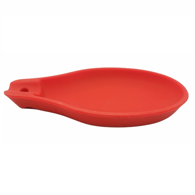 UHMER Silicone Spoon Rest for Kitchen - Large Heat-Resistant Utensil Rest for Countertop, BPA Free Spoon Holder for Stove Top (Red)