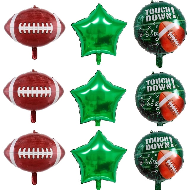 Yanonmyfd 10 Pack 18 Inch Blue Soccer Foil Balloons Football Helium Metallic Mylar Balloons for Birthday Party Sports Theme World Cup Party Decorations,18 Inch Rugby Star