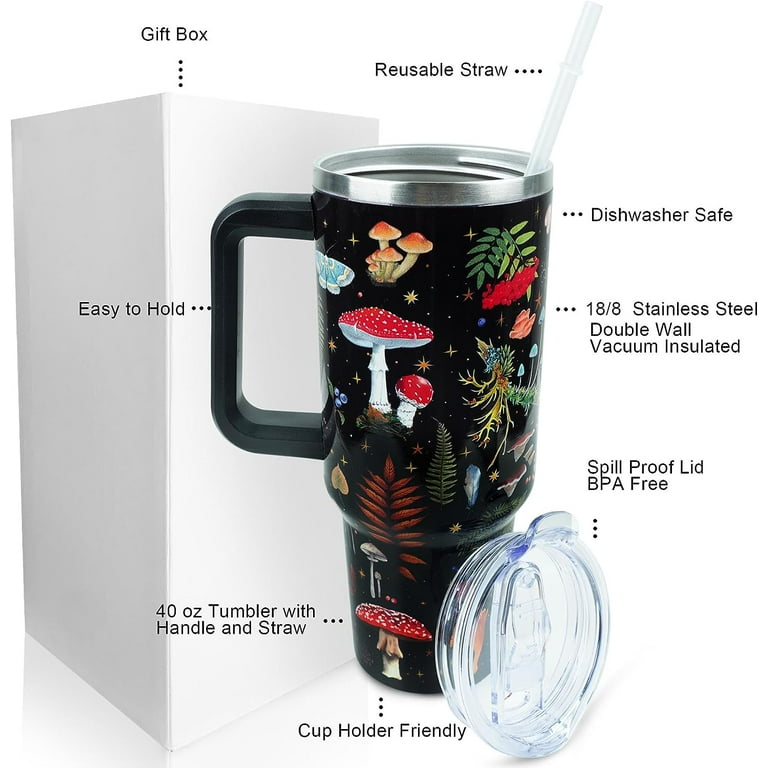 40 Oz Tumbler with Handle and Straw,Stainless Steel Mug with Leak