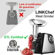 LINKChef Meat Grinder, 2 Adjustable Speed 2400W Max Electric Meat Grinders for Home use, Sausage Stuffer, ETL Approved(Black)