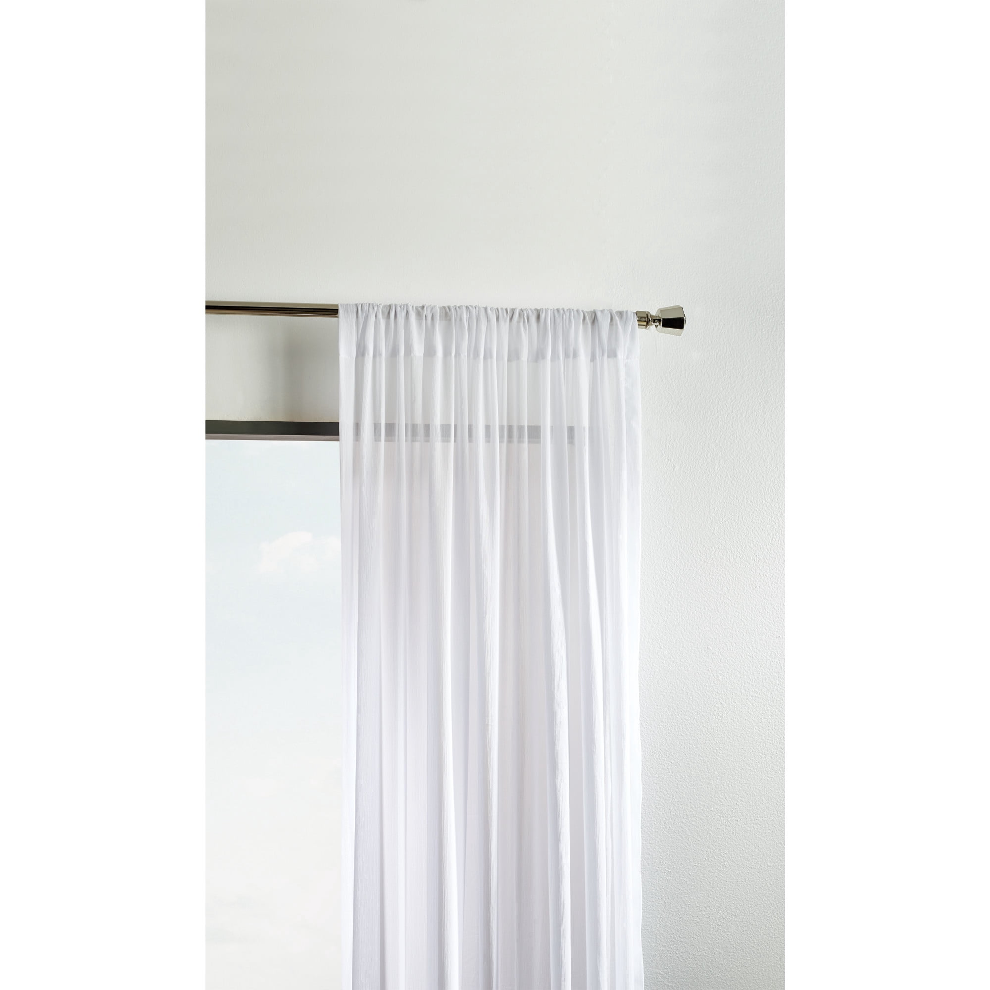 Martha Stewart Glacier Sheer Curtain Panel Pair, White, Pole Top, Indoor, Adult, Set of 2, 50"x 84"