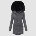 thumbnail image 4 of Women Plus Size Daily Winter Coat Lapel Collar Long Sleeve Jacket Vintage Thicken Coat Jacket Warm Hooded Thick Padded Outerwear Mom Jackets Women Fashion plus Size Women Insulated Jacket Women Long, 4 of 6