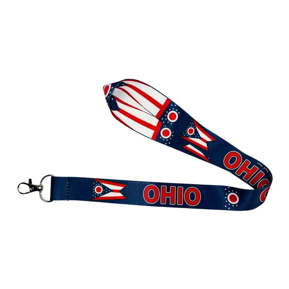 Lanyard - State Flag Ohio - USA - L107 | ID Badge Holder Strap, Travel Souvenir, Lightweight Everyday Accessory, Neck Strap, Event Accessory