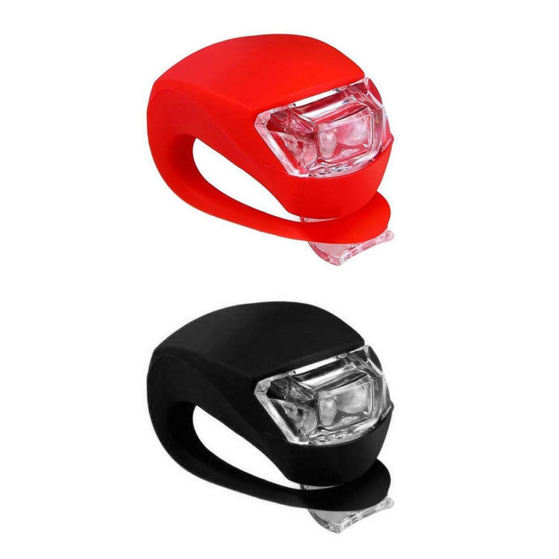 2 LED RED SILICONE MOUNTAIN BIKE BICYCLE REAR LIGHTS SET PUSH CYCLE LIGHT CLIP 