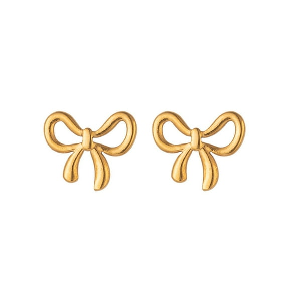 ZSPERKLA Gold Bow Stud Earrings for Women, 14K Gold Plated Bow Earrings Trendy Jewelry Gifts