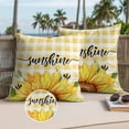thumbnail image 3 of Sunflowers Outdoor Pillow Covers 20x20 Set of 2,Waterproof Patio Throw Pillowcase Protectors,Yellow Plaid Sunshine Vintage Country Bee Decorative Pillow Shams Cushion Covers for Seat Bed Couch Sofa, 3 of 8