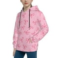 thumbnail image 2 of Picia Pink Bows Pattern Youth Hoodie - Warm Pullover Sweatshirt with Kangaroo Pocket, Ideal for Boys and Girls-X-Large, 2 of 6