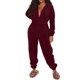 thumbnail image 1 of Gibobby pantalones holgados de oficina Pijamas de manga larga de lana artificial para mujer Casual Color sólido Cremallera Suelta con capucha Mono Pijamas Casual Invierno Cáli(Vino， XXL), 1 of 4