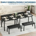 thumbnail image 5 of COZONY Dining Table Set for 4, Space-Saving Kitchen Table with 2 Upholstered Benches, Wood Top, Metal Frame, 5 of 7
