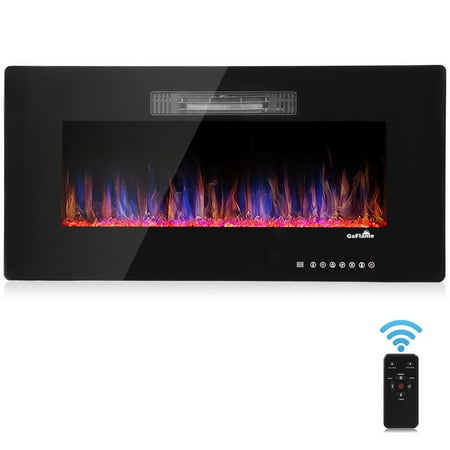 GoFlame 36'' Recessed Electric Fireplace, In-wall& Wall Mounted & standing Electric Heater, Remote Control,Touch (Best Energy Efficient Electric Fireplace Heater)