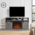 thumbnail image 2 of Aukfa Farmhouse Sliding Barn Door TV Stand for TVs Up to 65",Storage Cabinet Table,Gray, 2 of 8