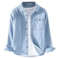 thumbnail image 3 of Mens Denim Shirt Long Sleeve Jean Work Shirts Regular Fit (BU1 L), 3 of 7